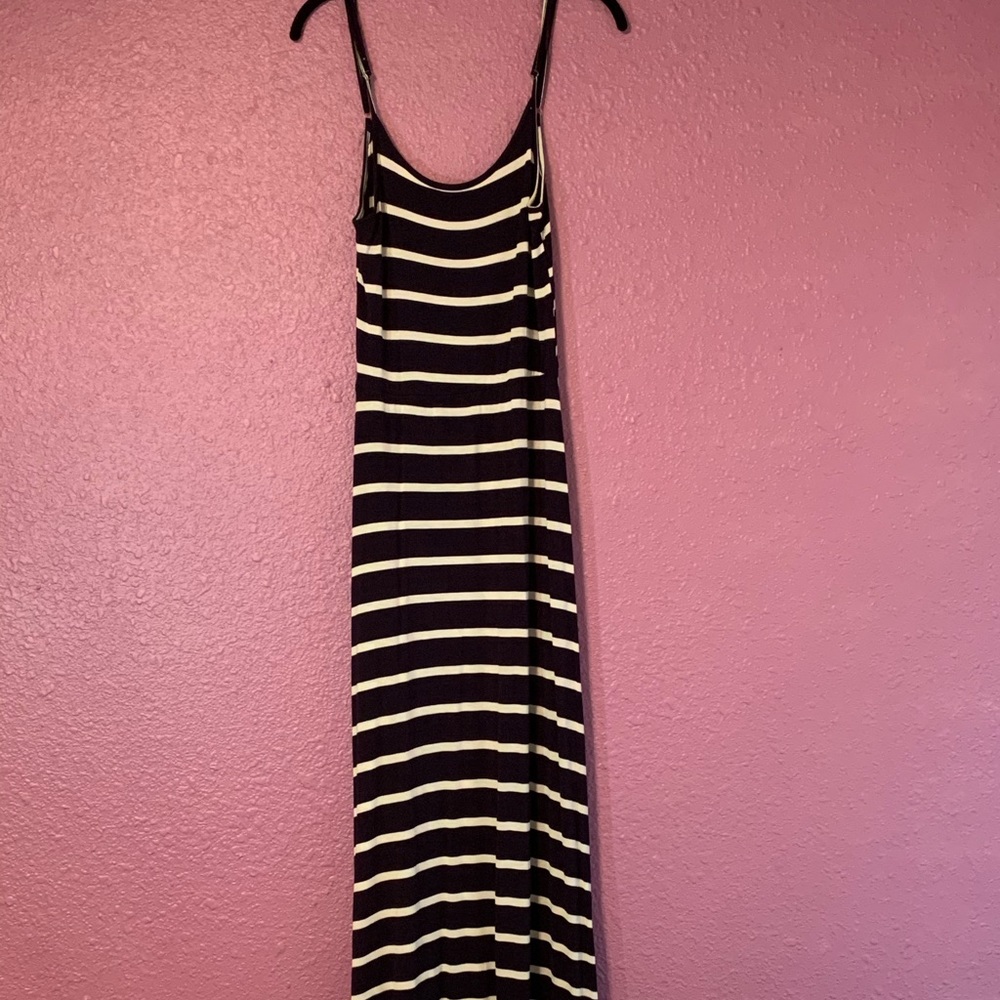 5th & Love navy blue, white, stripped maxi dress